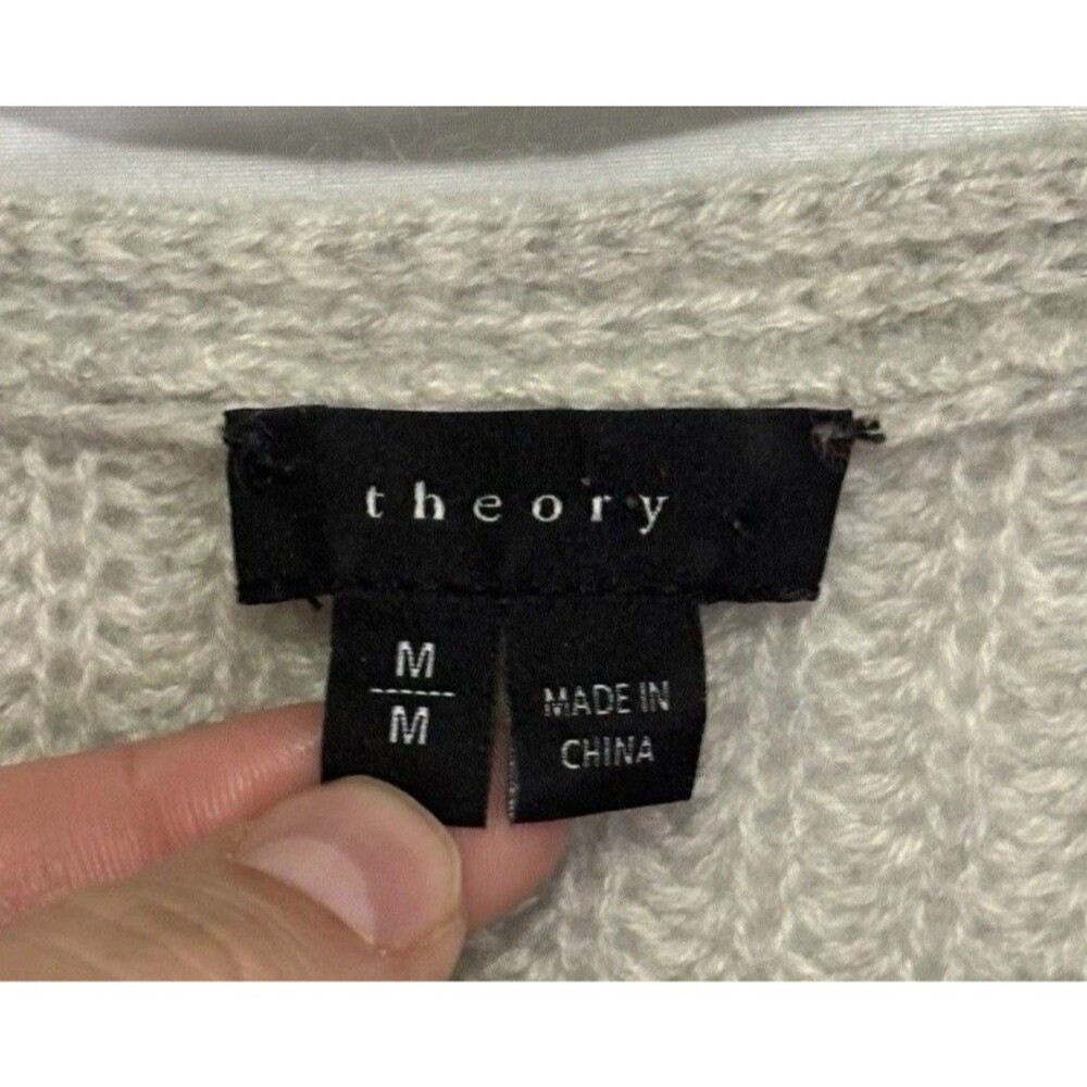 Theory Cashmere Sweater Women Medium Gray Chunky Knit Quiet Luxury Heritage Cozy - Picture 2 of 7